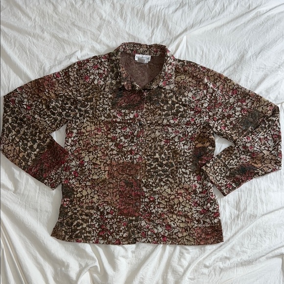 Coldwater Creek Semi Sheer Multicolor Long Sleeve Button up - Picture 1 of 4